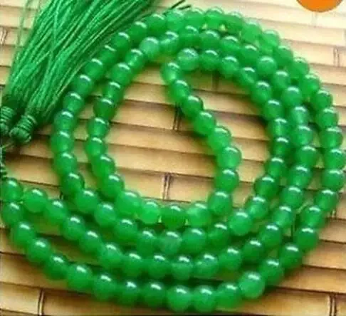 

Tibet Buddhist 108 Green Beads Prayer Mala Necklace 6 and 8mm