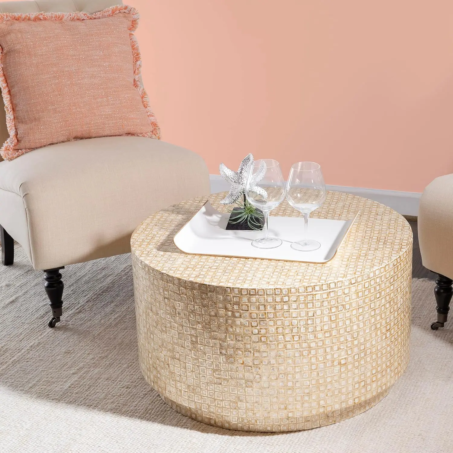 Gold  Coffee Table, 30 In X 30 In X 17 In