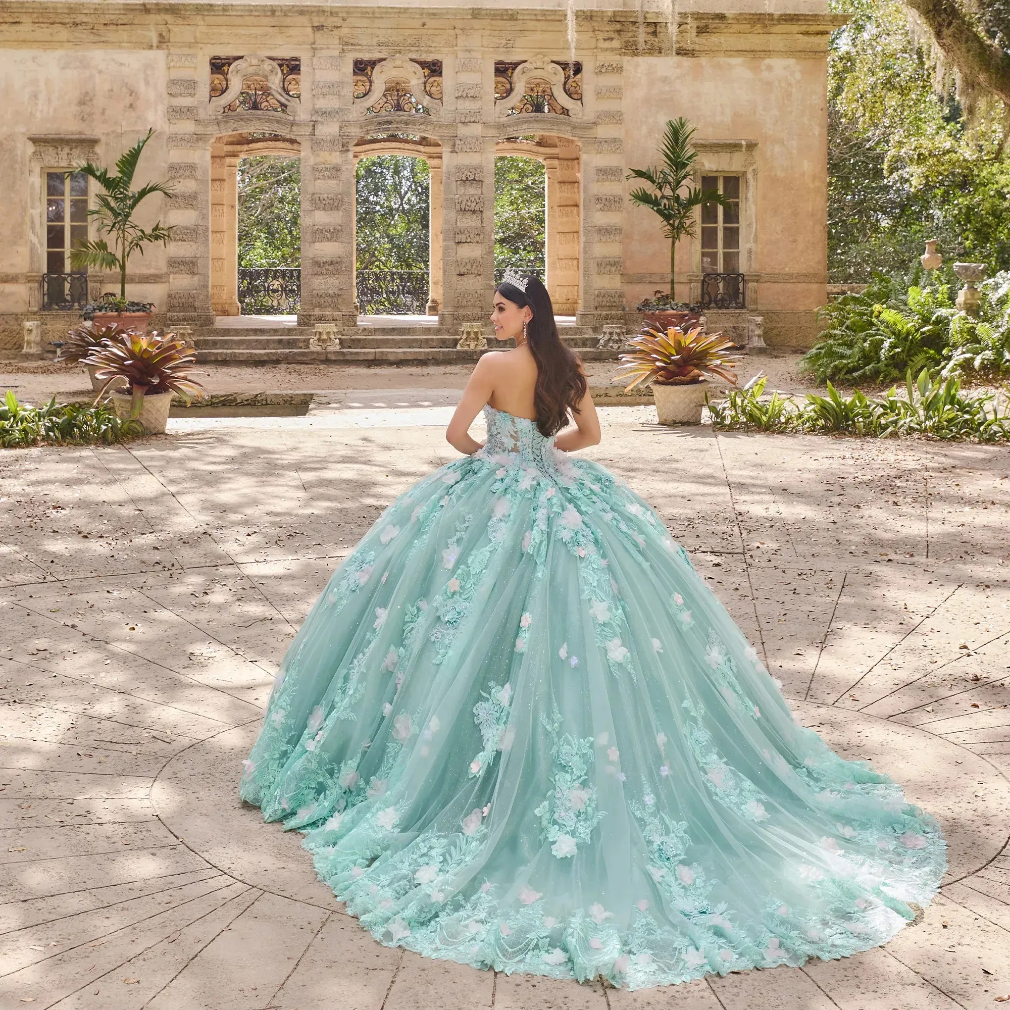 Mint Green Charro Quinceanera Dresses Ball Gown Sweetheart Tulle Appliques Flowers Mexican Sweet 16 Dresses 15 Anos Customized