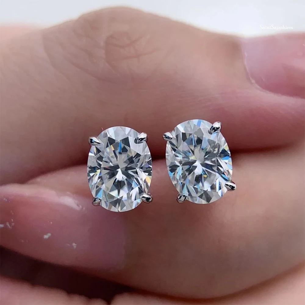0.5-5ct Oval Cut Moissanite Stud Earring voor Vrouwen D Kleur Fonkelende Diamant 925 Sterling Zilveren Oorstekers Party Sieraden Geschenken