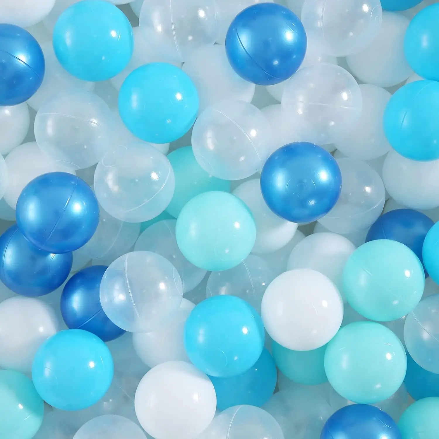 Ball Pit Balls Azul oscuro Azul Verde Blanco Transparente 2,36 pulgadas, 100 pelotas de juego Bolas de plástico para tienda de juegos Parque infantil Decoración de fiesta