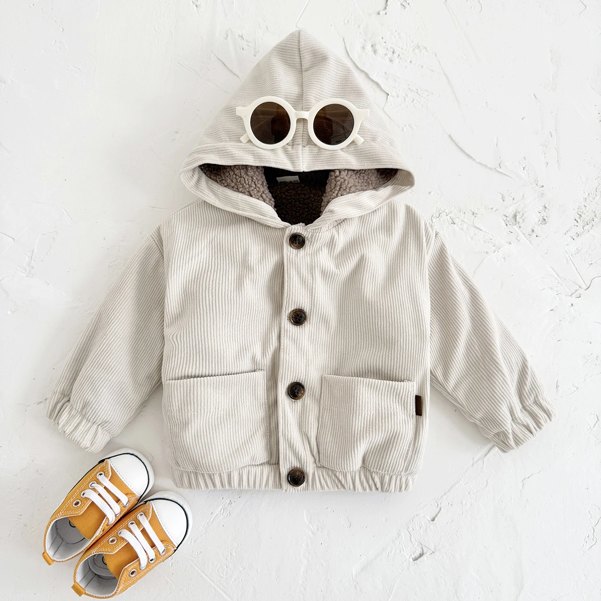 2024 Winter Baby Girls Clothes Thick Fleece Hoodie Infant Boys Baby Fruit Embroidery Tops Long Sleeves Children Cotton Jacket