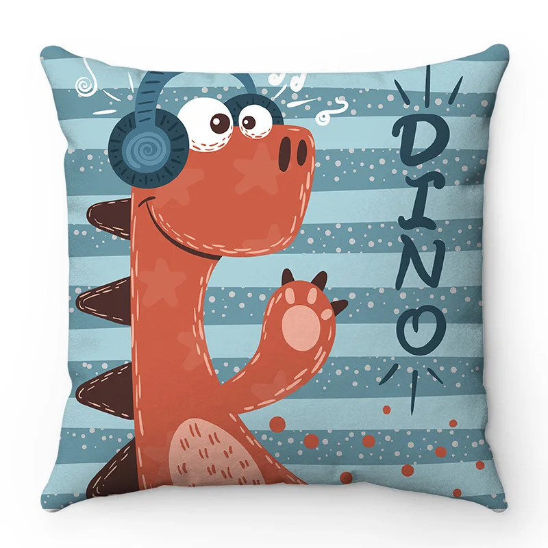 Funda de almohada de dinosaurio de dibujos animados, sofá, cama, silla, regalo para habitación del hogar, lindo cuadrado