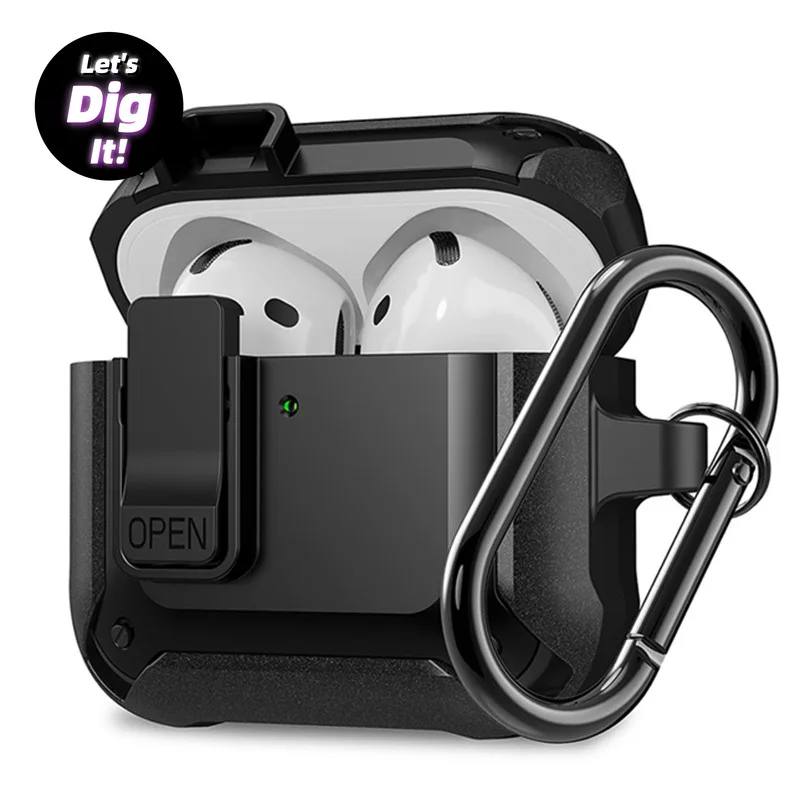 

Case for Airpods 4th Generation Case With Lock Clip For Men Women Rugged Armor Shockproof Case Cover for Airpods 4 Gen 2024