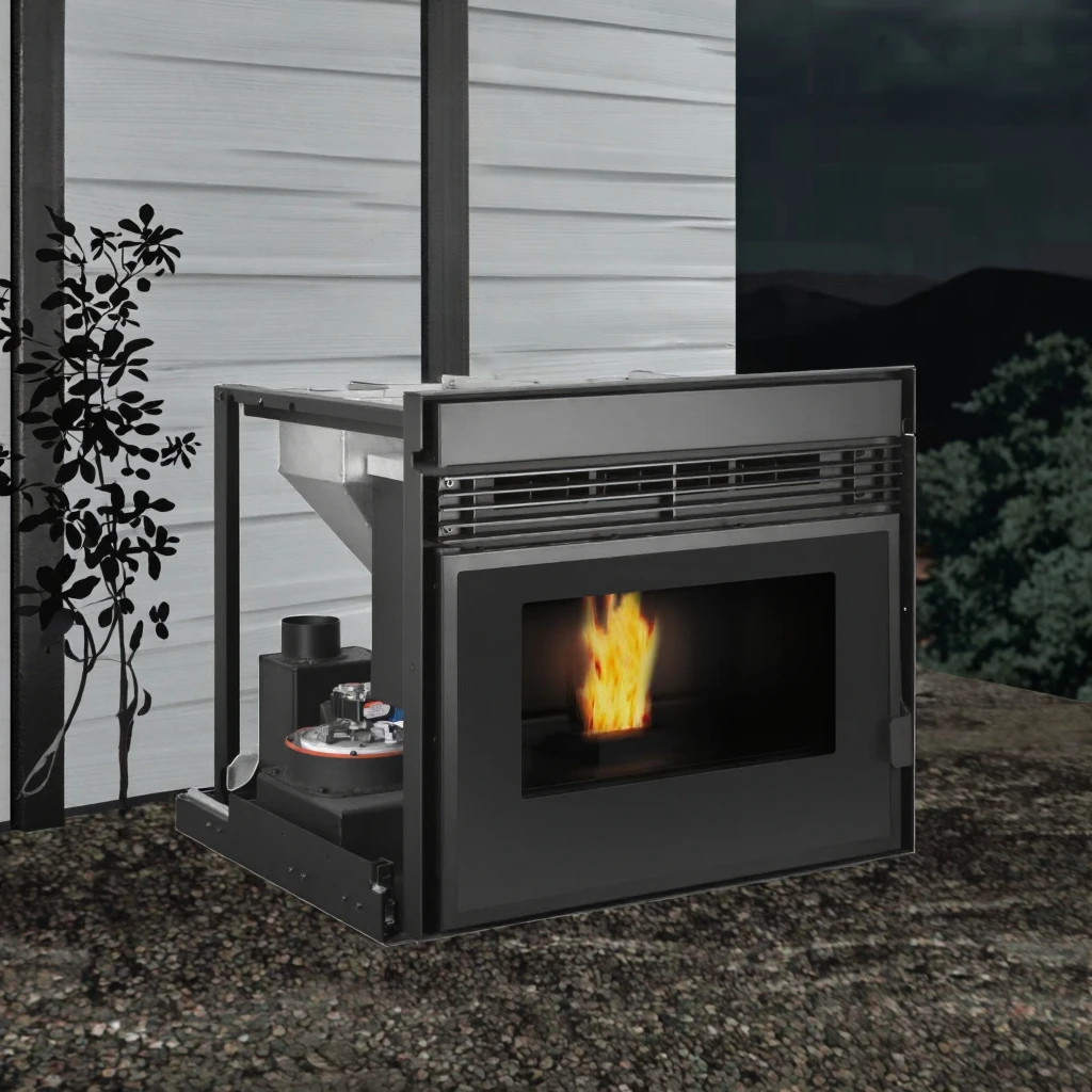 Modern Biomass Wood Wall Insert Pellet Stoves Fireplace Smokeless Remote Control For Living Room Use Indoor Steel