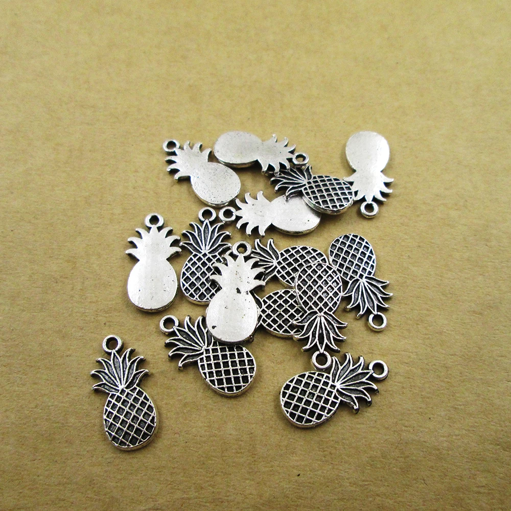 70pcs/lot-8*22mm antique silver one side pineapple Charms DIY Charms Pendants DIY necklace bracelets charms antique silver tone