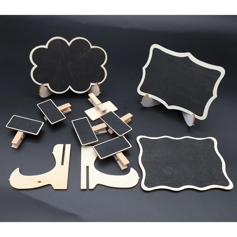 1/10PCS Wooden Blackboard Mini Board Message Label Sign Chalkboard Portable Table Decoration for Birthday Wedding Home Party