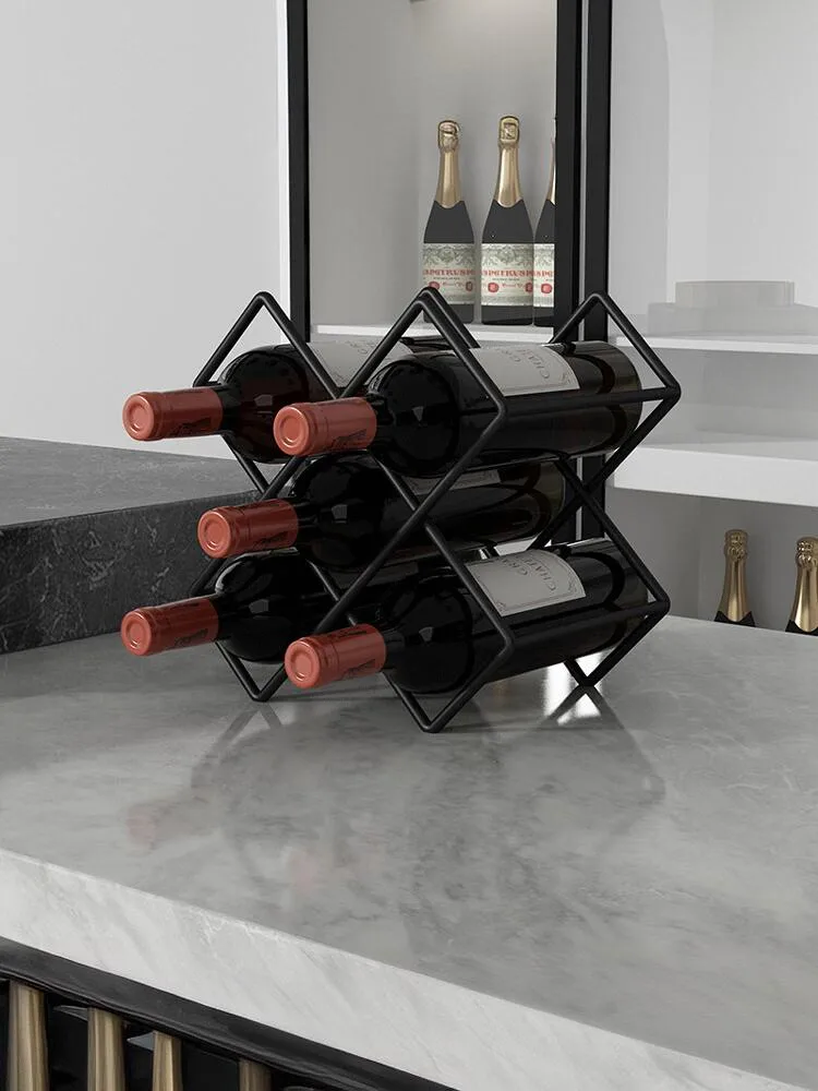 Luxury Designer Red Wine Rack Ornaments Simple Fashion Creative Red Wine Grid Rack Household Oblique Storage Rack MS80