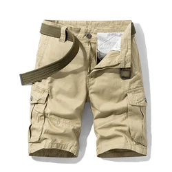 Pantalones cortos de Safari para hombre, con múltiples bolsillos, holgados, informales, de viaje diario, sólidos, 100% algodón, novedad de verano