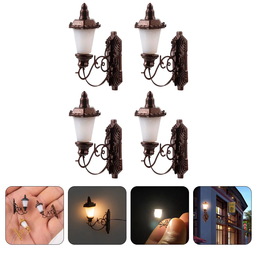 4 Pcs Decorate Dollhouse Wall Light Lantern Decorative Sconces Abs Miniature Adornment