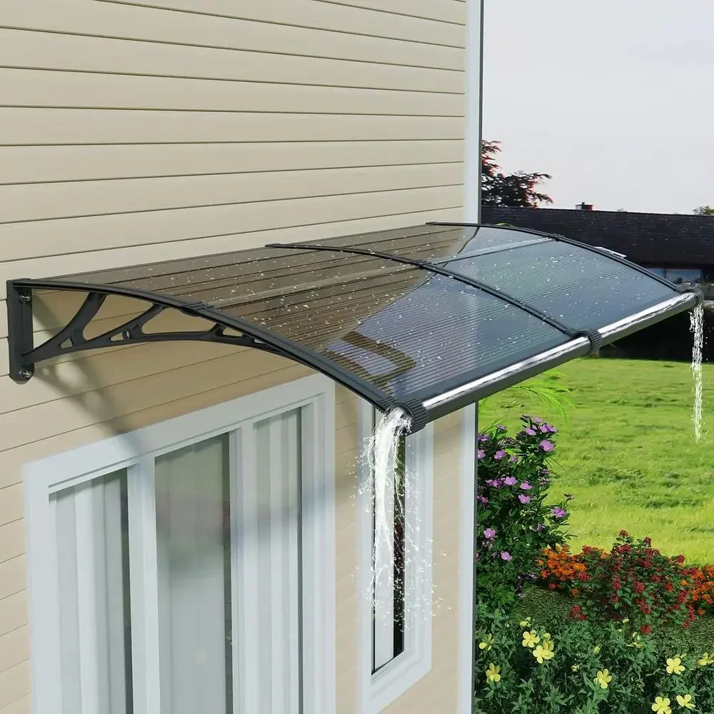 40x80 Outdoor Door Awning - UV/Rain/Wind Resistant with Drainage, Polyethylene Overhang for Patio and Window