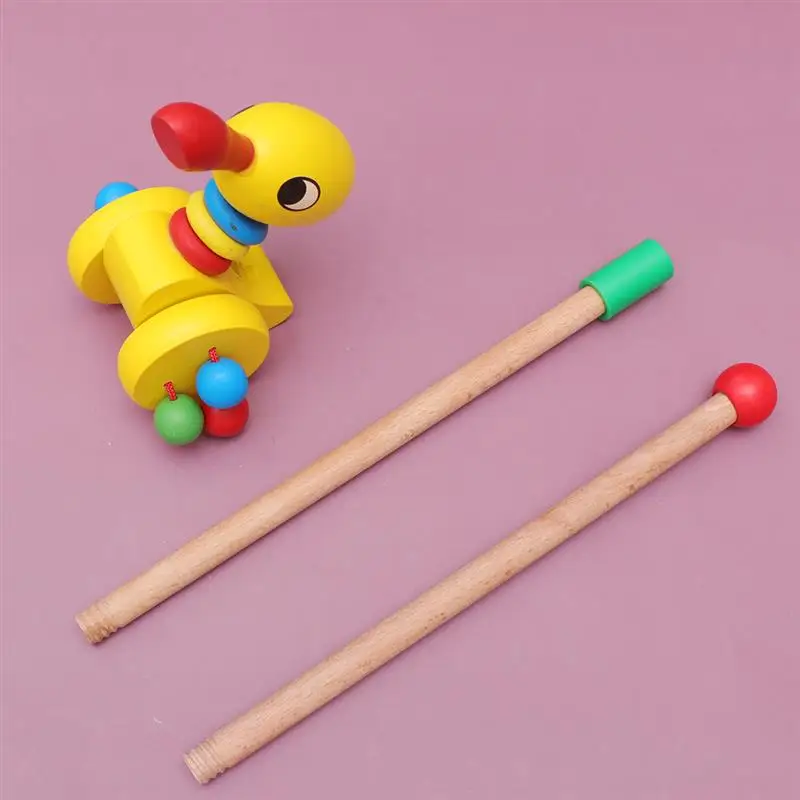 Hand Push Baby Pushing Cart Toys Wooden Cartoon Animal Baby Push Rod Baby Walker Carts Toys Toddler Pull Walks Rod Push Cart