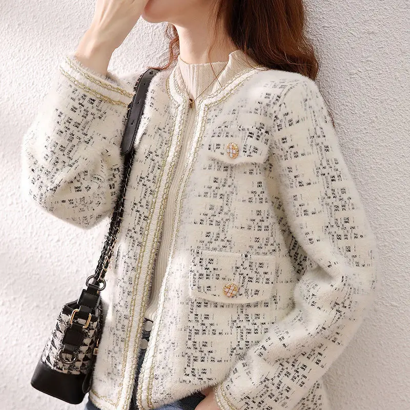 

New Fashion Korean Chic Vintage Tweed Woolen Jacket Coat Women Autumn Single Breasted Floral Tassel Office Lady Outwear