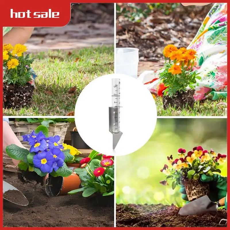 

A21R-2Pcs Rain Gauges Outdoor, 5 Inch Capacity Glass Rain Gauge With 2 In 1 Stainless Steel Holder Rain Gauge Stake