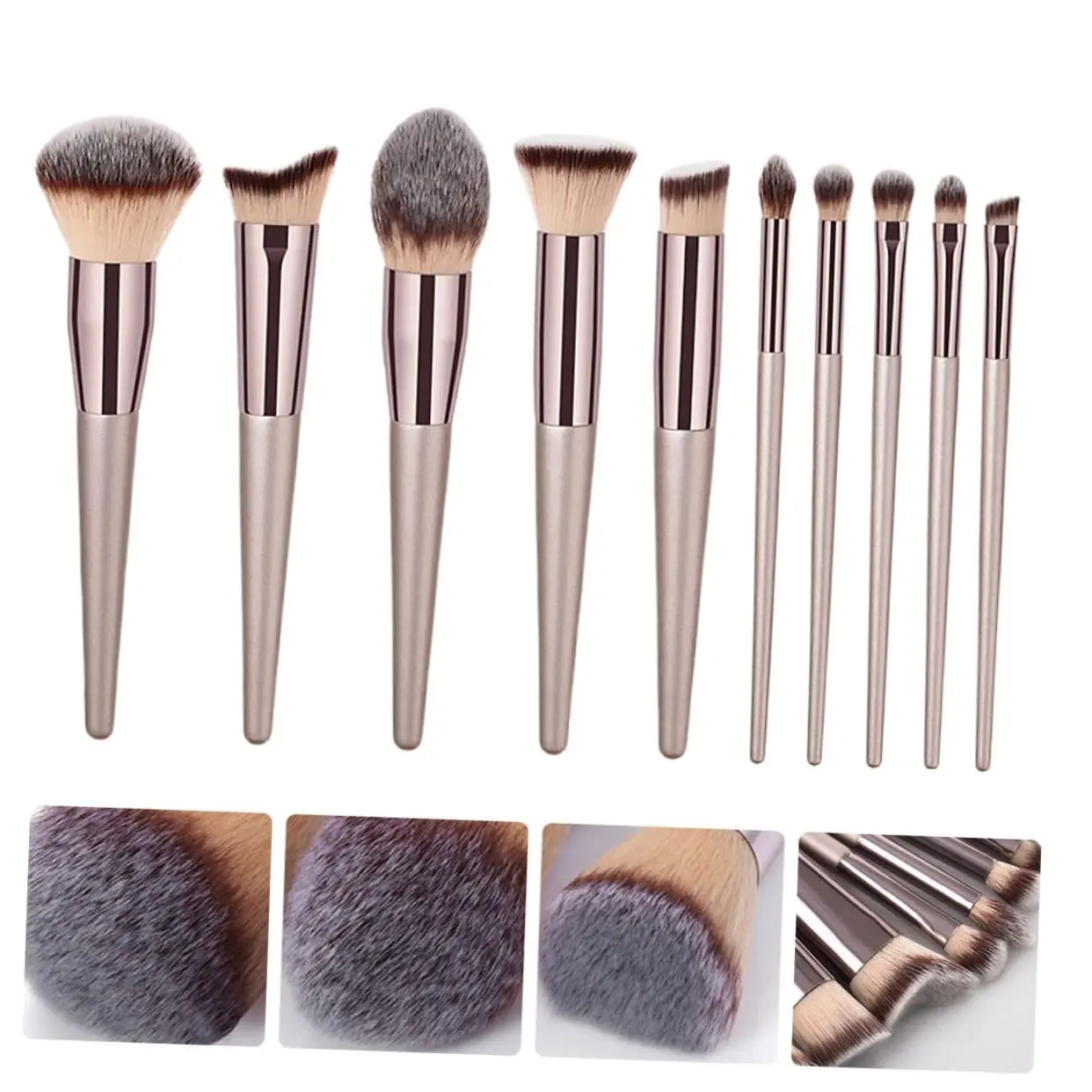 10 STKS Veganistische Borstelset - Luchtkussen Nylon Borstelharen voor Foundation/Contour/Oogschaduw (Beginners/Pros)