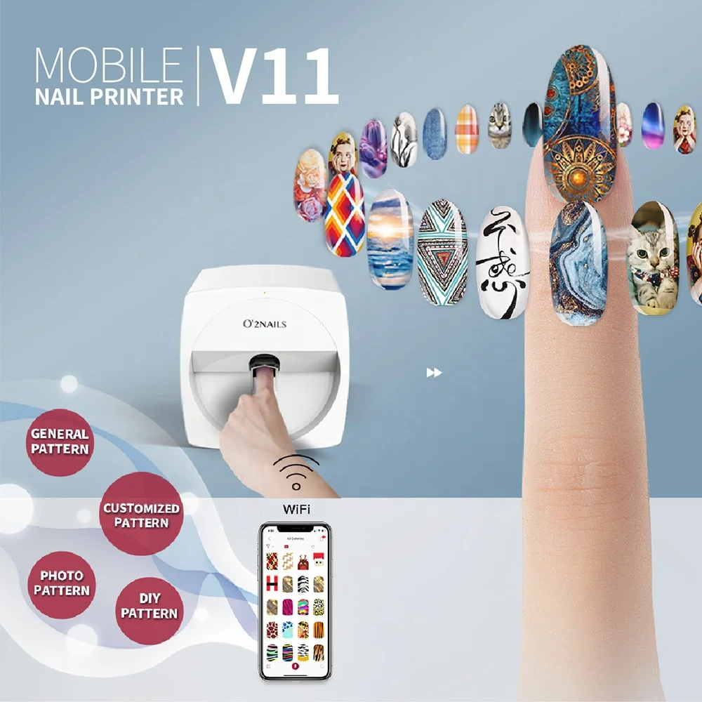 O2nails Finger Nail Printer V11 Mobile Nail Art Printing Machine With Wifi