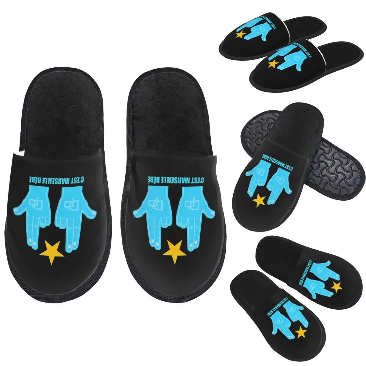 Custom C'est Marseille Bebe JUL Slippers Memory Foam Warm Soft Women House Slipper Indoor Comfy Shoes