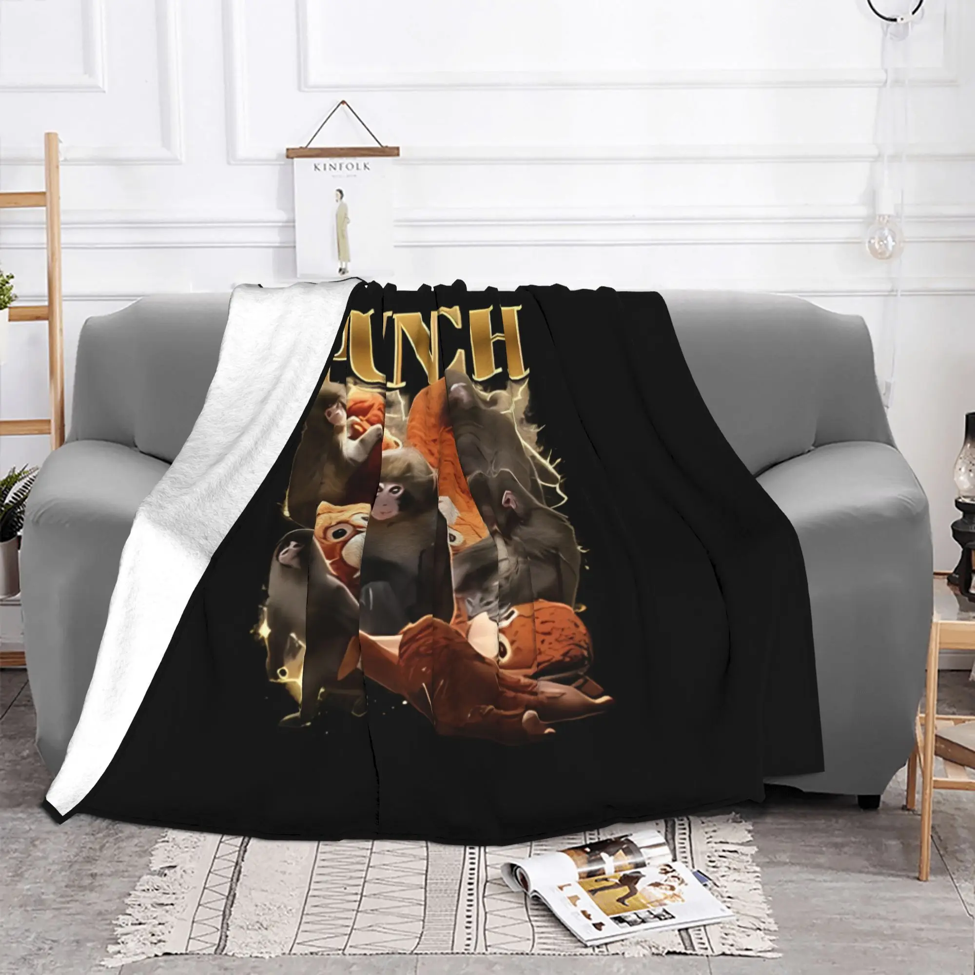 1PC home Cute Room Decor Team Punch Blanket Throw Blanket Cute monkey hugging plush Novelty Warm Blanket All Season