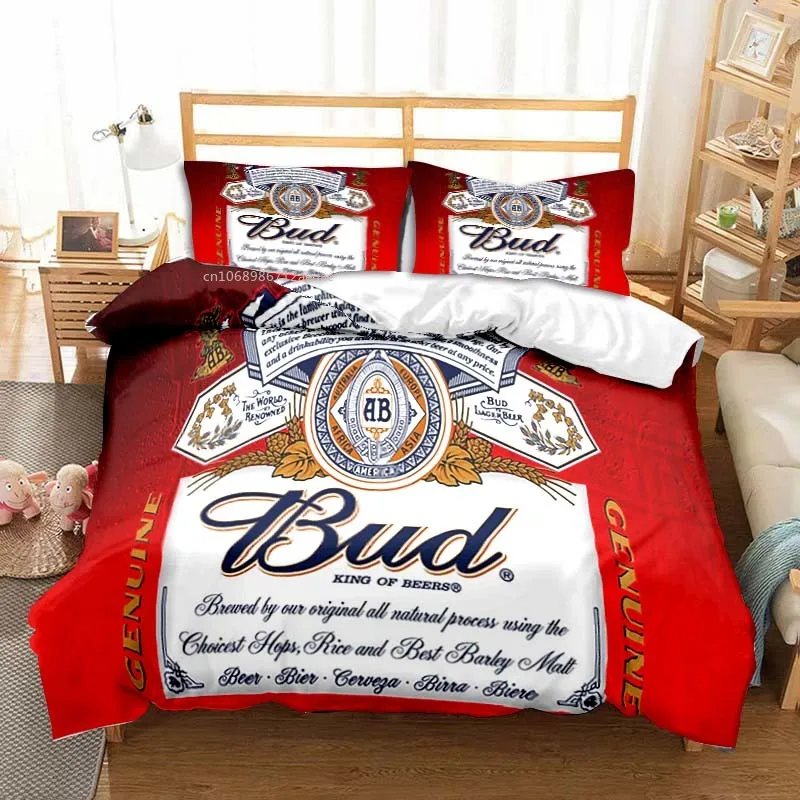 

Budweiser Beer Pattern All Season Twin Bedding Set 3 Piece Comforter Set Bed Duvet Cover Double King Comforter Cover