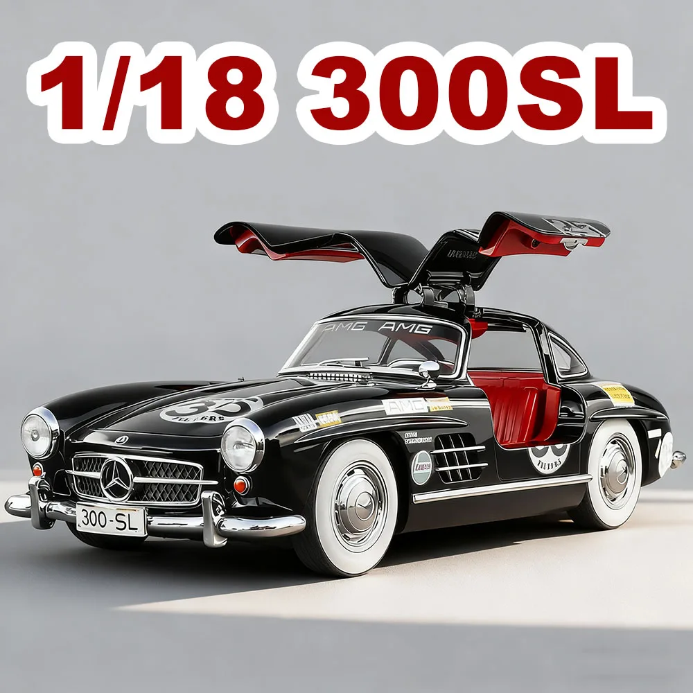 

1:18 300SL литые модели игрушки, легкосплавные двери автомобиля, открытый звук, свет, рулевое управление передним колесом, имитация винтажных автомобилей, рождественский подарок
