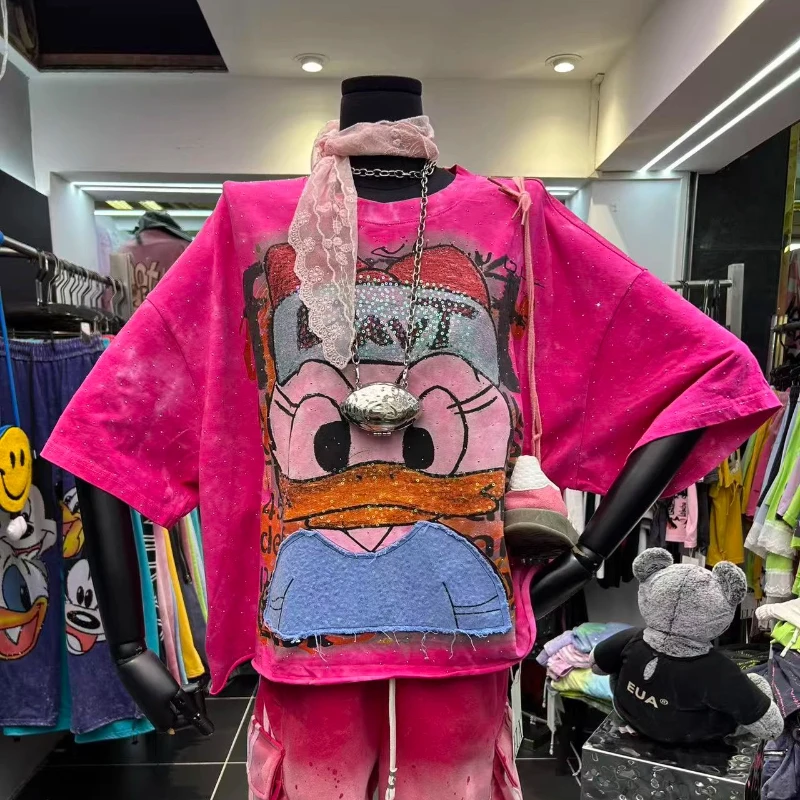 

Fashion 2025 New Summer Loose Half Sleeve T-shirt for Women Patch Sequins Embroidery Oversize Top All-match Casual Cotton Tees