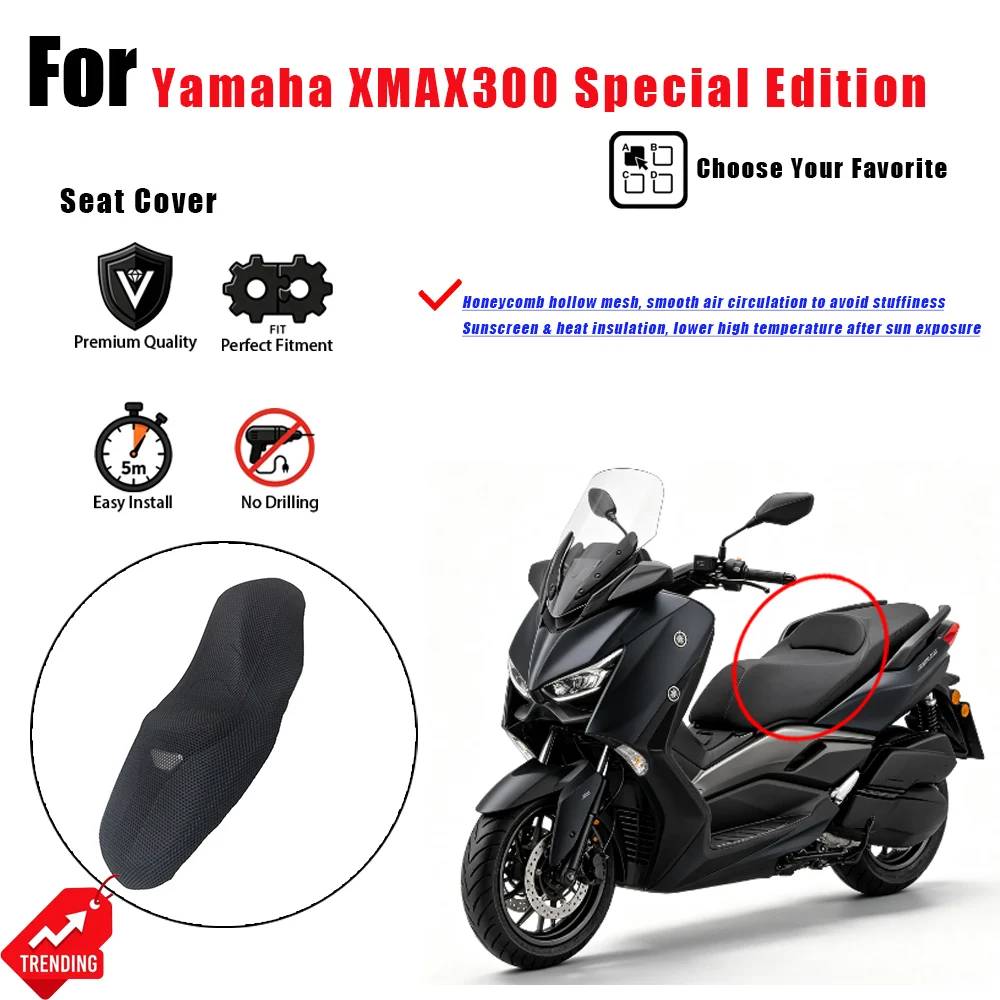 For Yamaha XMAX300 Special Edition Honeycomb Mesh Sunscreen Heat Insulation Seat Cover Funda De Asiento Moto