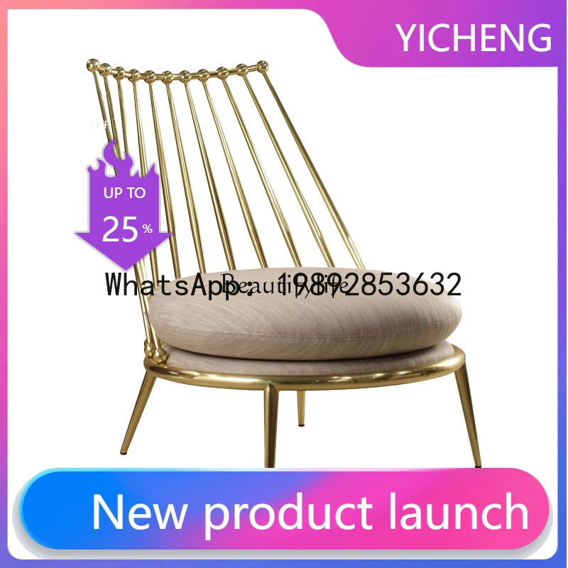 

QQ Stainless steel backrest casual chair cotton and linen fabric soft bag seat cushion