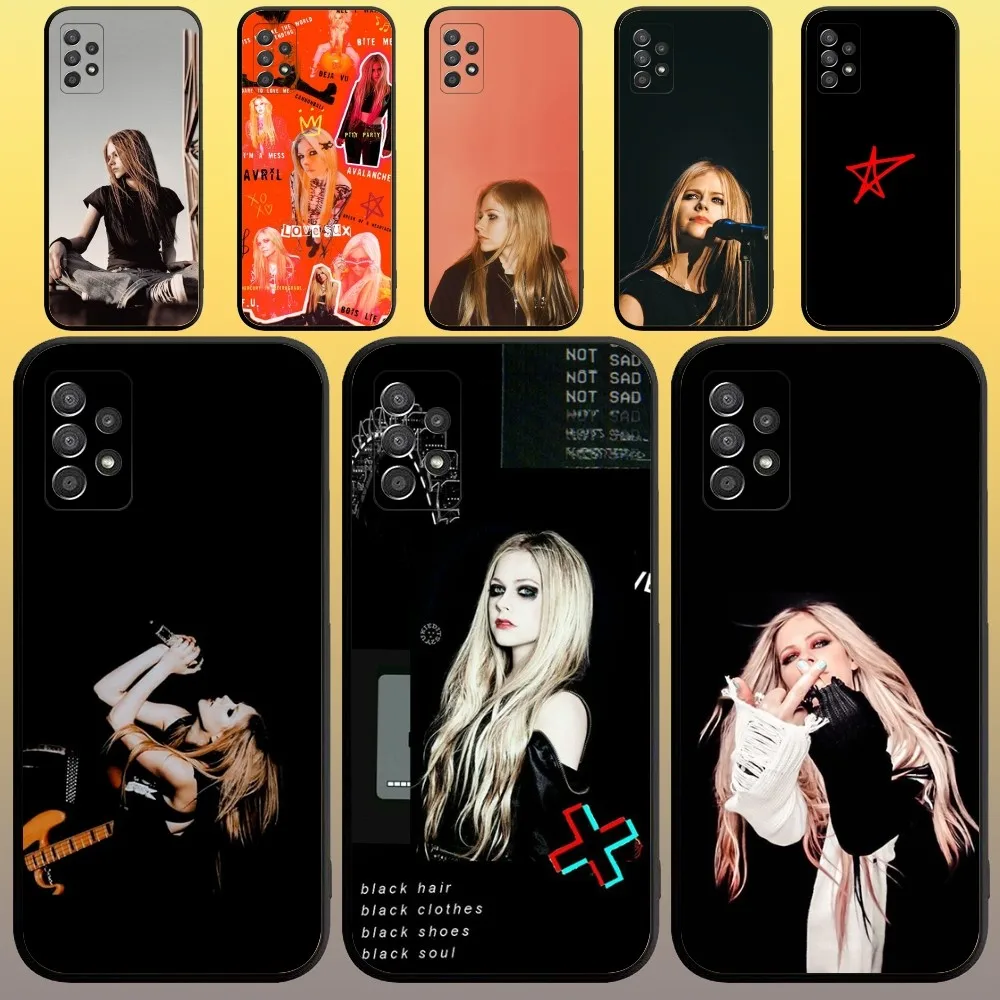 Singer Avril Lavigne Phone Case for SamsungA 91,80,73,72,71,70,53,52,51,42,41,40,32,31,30,22,21,20,13 S 4G 5G Soft Black Case