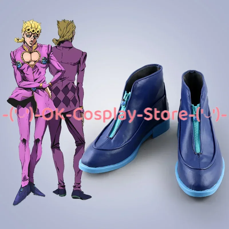 Anime JoJo's Bizarre Adventure Giorno Giovanna Cosplay Shoes PU Leather Shoes Cosplay Prop Halloween Boot Custom Made