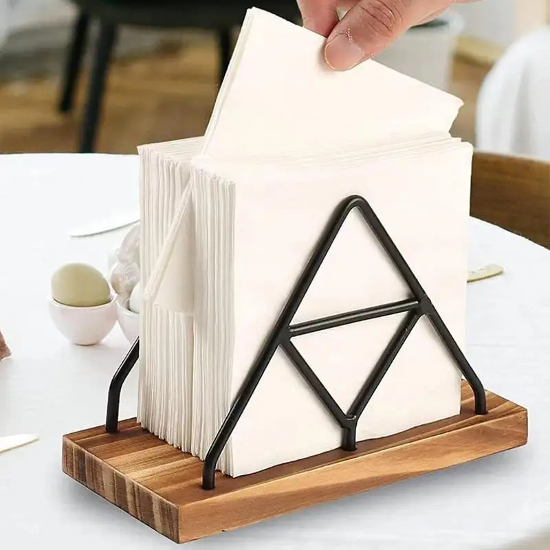 Wooden Napkin Holders For Kitchen Wooden Iron Standing Napkin Dispenser Table Napkin Holder Freestanding Elegant Paper Holder