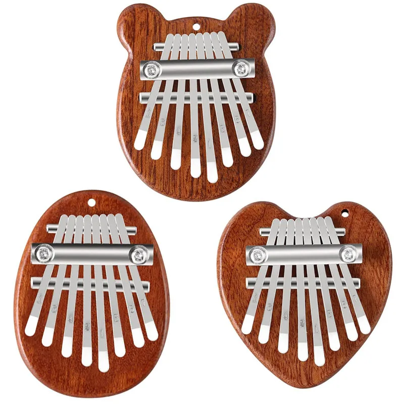 Wooden Kalimba 8Keys Mini Portable Percussion Thumb Piano Musical Toys Finger Exercise Stress Relief Exquisite Gifts Adults