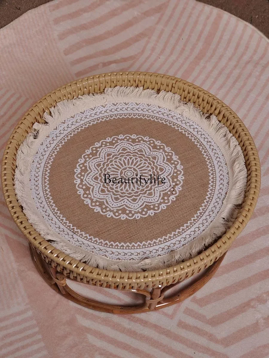 

LD33Thailand Rattan Tea Table Bay Window Tea Table Bamboo Home Tall Fruit Bowl