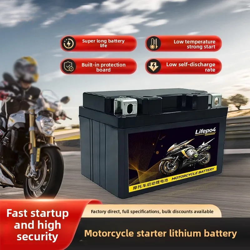 2027 New Motorcycle LiFePO4 Battery YTX4L‑BS 12.8V 4.0Ah 7A 12V Universal Maintenance‑free Battery Pack for 125cc Scooter