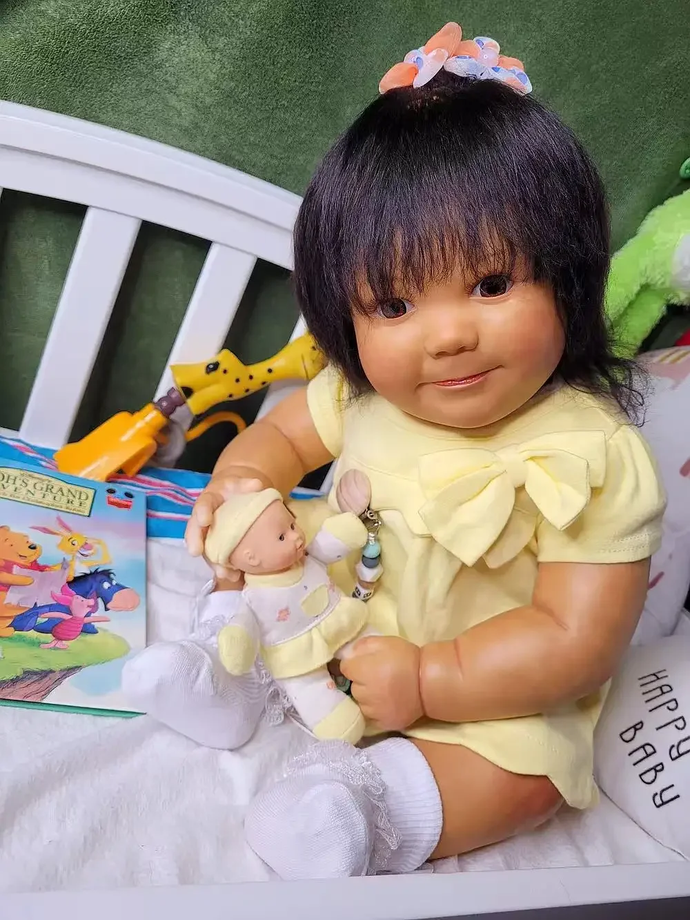 SINO-BB Fornecimento limitado personalizado Boneca bebê reborn de 25 polegadas acordado pele escura já finalizada boneca com vestido diferente