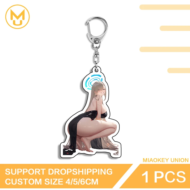 Blue Archive Alluring Squatting Ichinose Asuna Keyring Personality Customized Props Beautiful Fashion Pendant Accessories