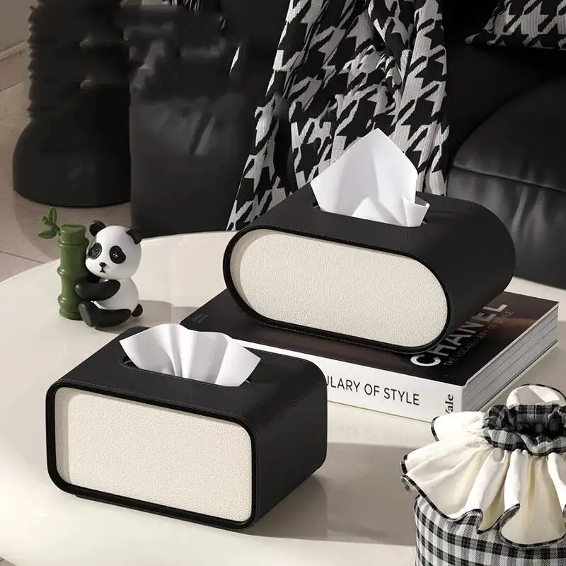 Tissue High Quality Napkin Holder Light Luxury Napkin Box Living Room Paper Box Creative Leather Bedroom Desktop Napkin Storage