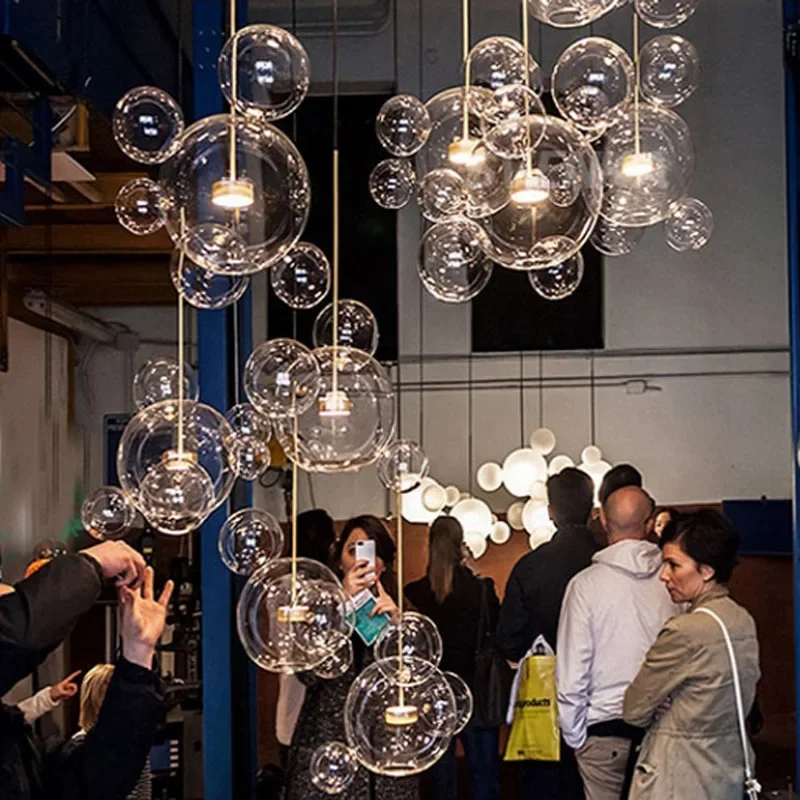 

Modern Art Deco Glass Bubble Chandelier Customized Living room Droplight for Children Dining room Bar Indoor Decor Light Fixture