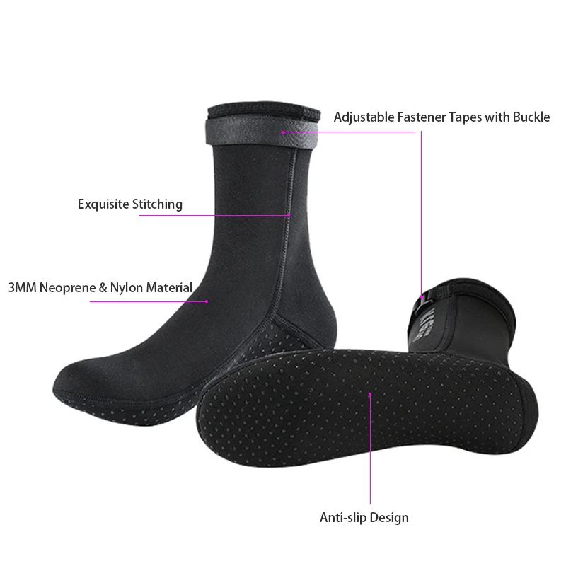 3mm Neoprene Diving Socks Shoes Water Boots Non-slip Beach Boots Wetsuit Shoes Warming Snorkeling Diving Surfing Socks For Adult