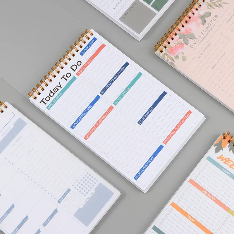 Daily Planner A5 Coil Full English Time Management To Do List Calendar Efficiency Manual Notebooks Office Accessories