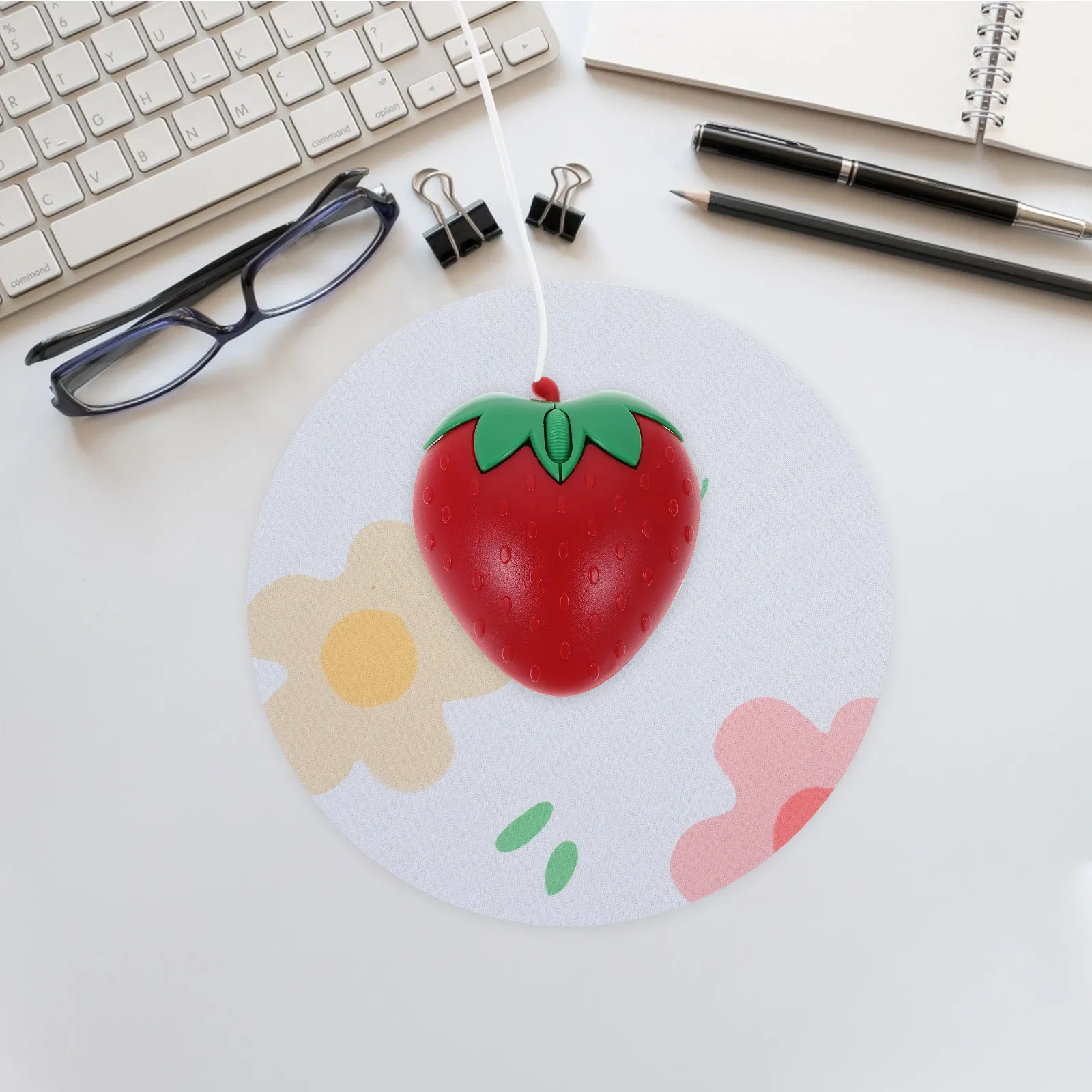 

Pink Strawberry USB Wired Mouse Cute Ergonomic Design for Laptop Computer Fast Operation Comfortable Office Home Travel Gift