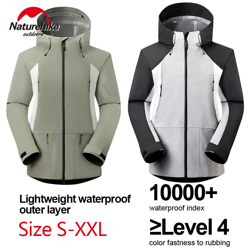 

Naturehike Waterproof Hooded Jacket Hiking Hardshell Coat Camping Windbreaker Fishing Raincoat Patchwork Outer Protective Layer