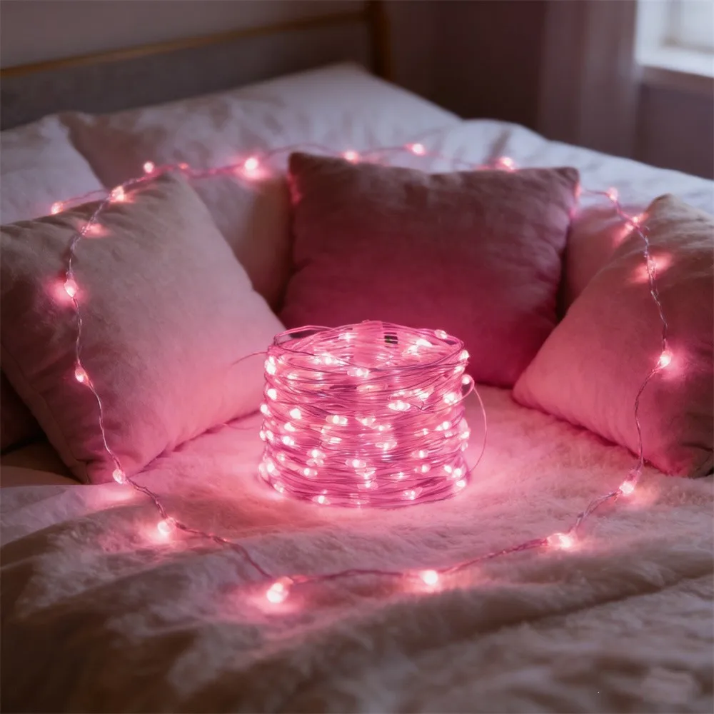 Battery Box 10/5/2/1M LED Silver Wire String Lights Fairy Garland Light for Christmas Wedding Party Home Holiday Room Decoration