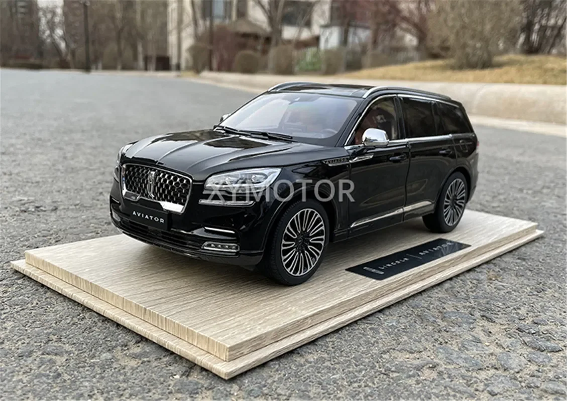

1/18 для Lincoln AVIATOR 2020, литая под давлением металлическая модель автомобиля, коллекция украшений для дисплея, синий/черный металлический пластик, с деревянной основой