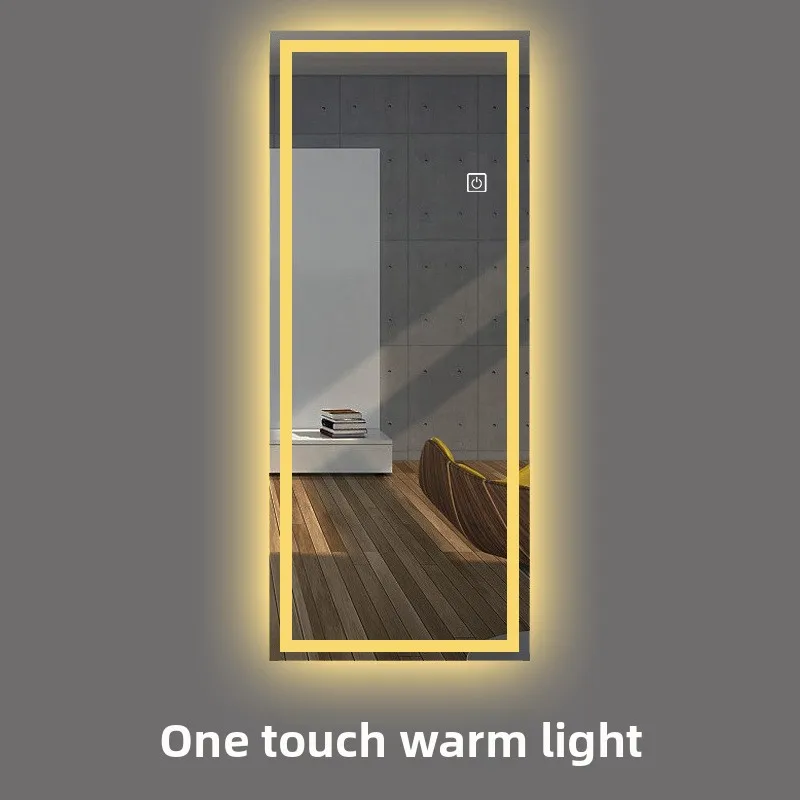 Espejo LED inteligente de longitud completa de 15,5x27,5 pulgadas, espejo de montaje de pared sin marco Simple, colgante de pared del dormitorio de cuerpo completo