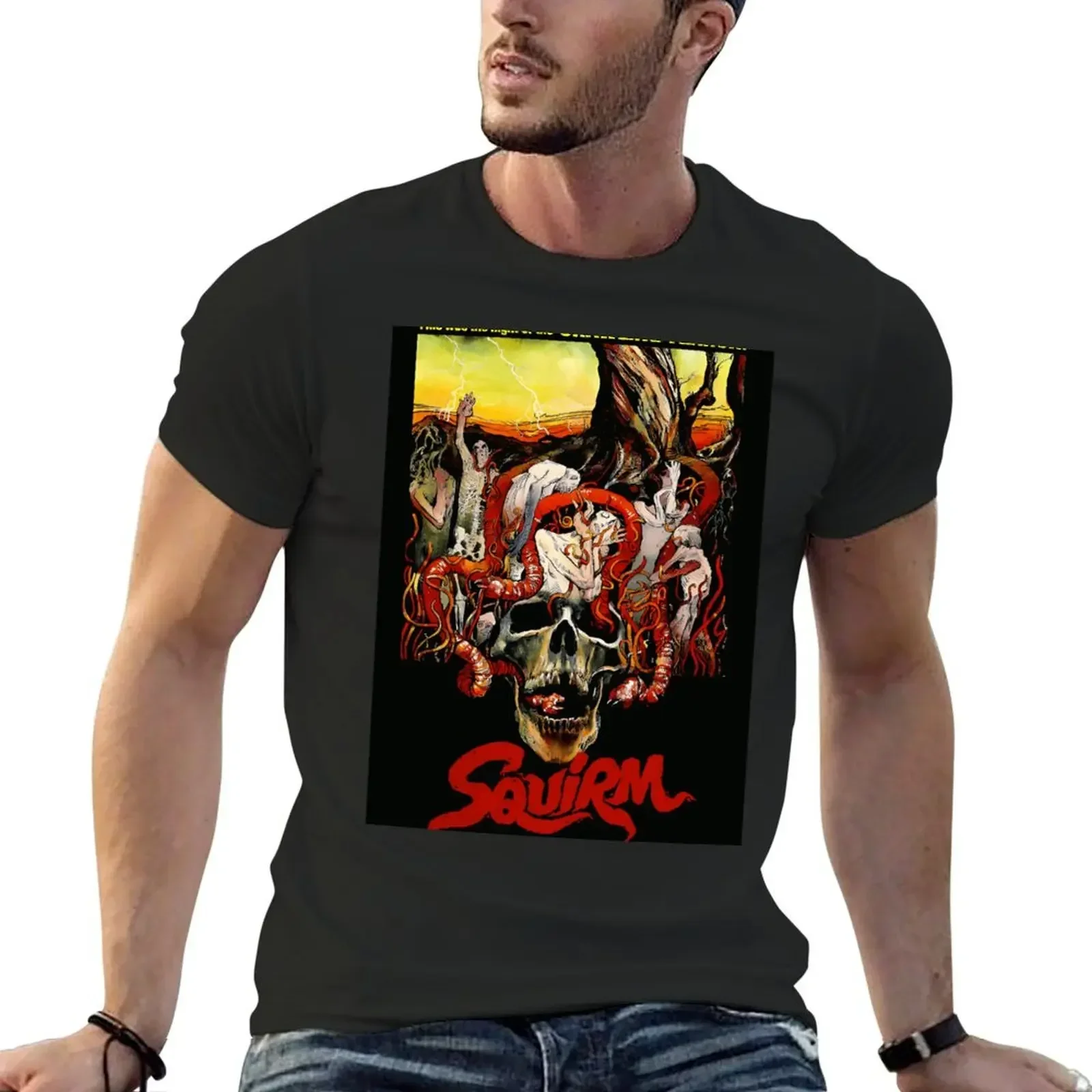 

1976 SQUIRM VINTAGE HORROR MOVIE STYLE A T-Shirt blacks cute clothes korean fashion anime T-shirts for men cotton