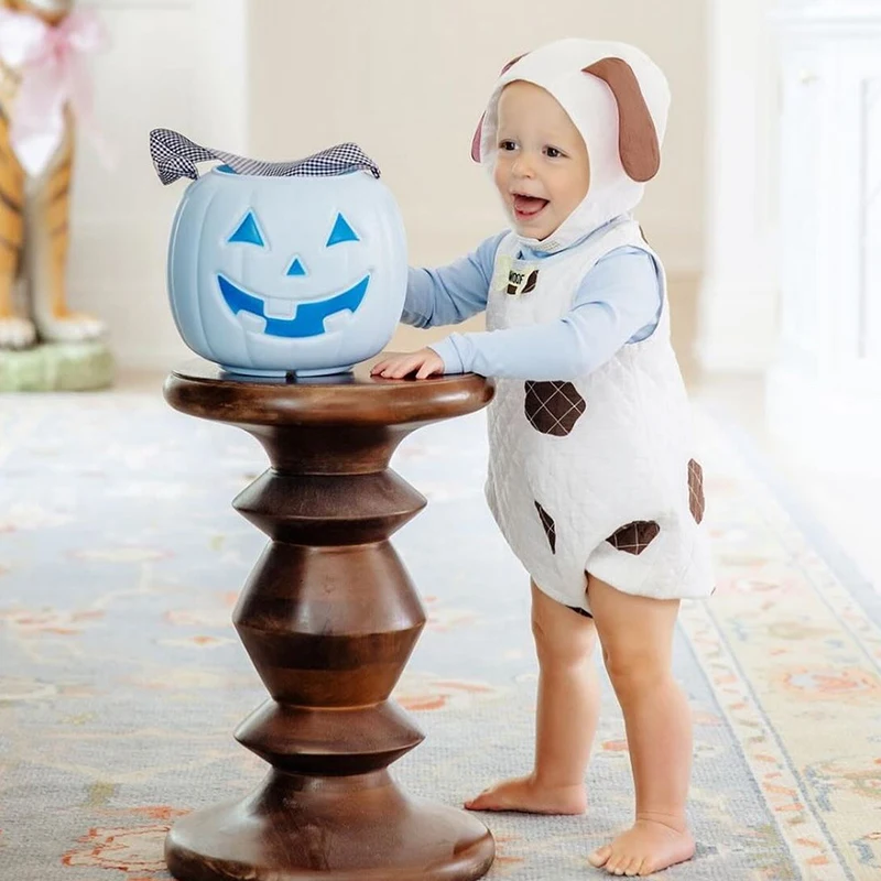 

Toddler Baby Dog Halloween Fancy Dress Up Brown Spots Sleeveless Romper and Floppy Ears Hat 2Pcs Infant Puppy Outfit Costume