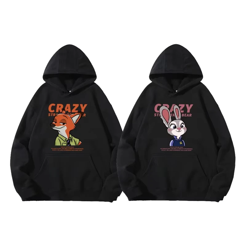 MINISO Felpa con cappuccio a maniche lunghe da coppia con cappello Felpa con cappuccio girocollo da coppia Zootopia Felpa con cappuccio anime casual vestibilità ampia top da coppia