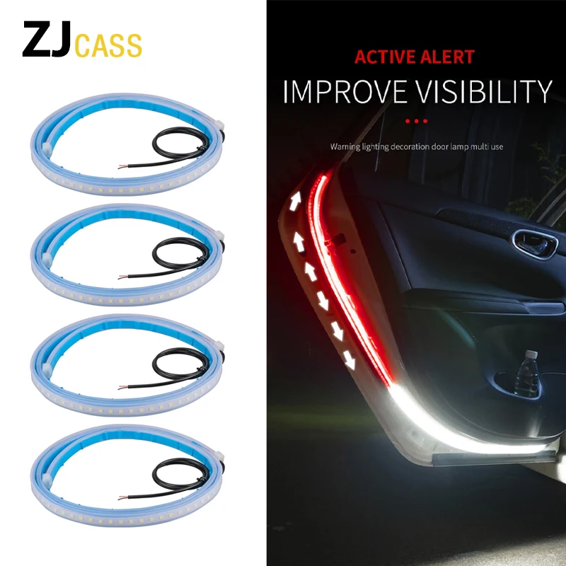 

120CM Car Door Opening Warning LED Light Welcome Decor Lamp Strip 12V Anti Rear-end Collision Safety Universal Auto Accessories