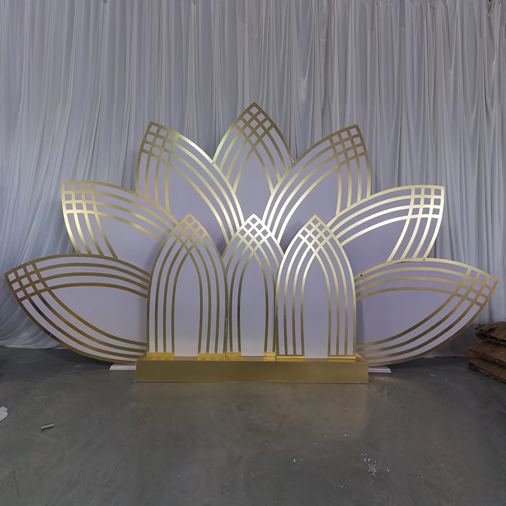 

Luxury wedding event decorations acrylic backdrops large lotus flower panel PVC stage backdrop for party event stage