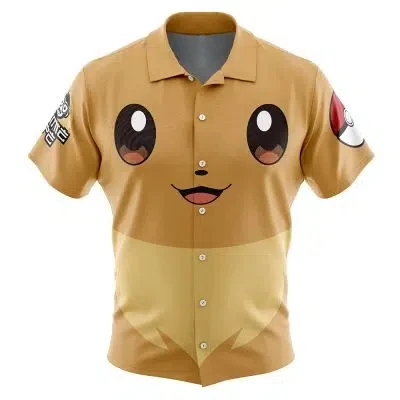eevee-face-pokemon-button-up-camisa-havaiana-masculina-camisa-casual-japonesa-verao-roupa-pai-filho